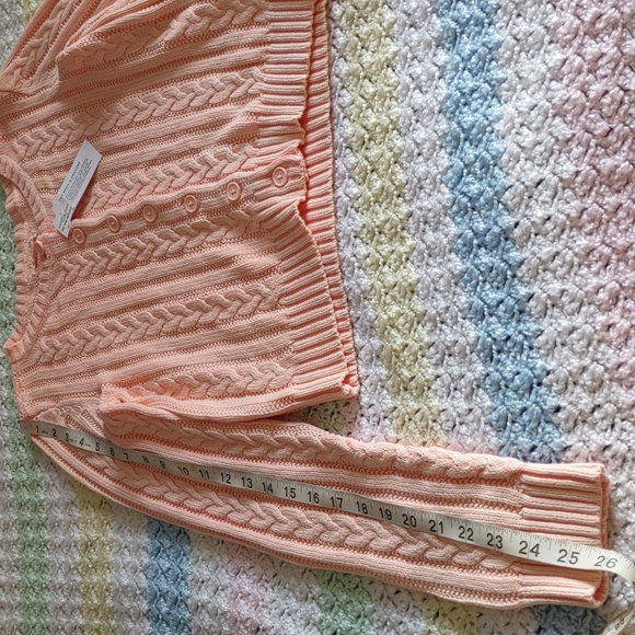 NWT American Eagle XS Pink Capple Knit Cropped Button Up Cardigan Sweater - Picture 6 of 13